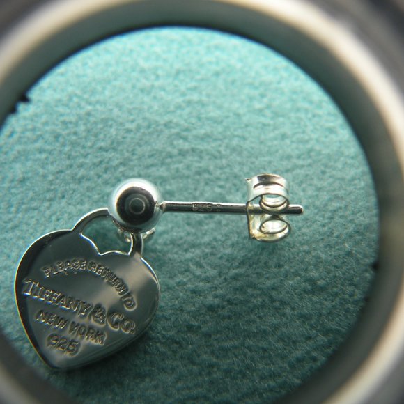 NEW Mini Heart Ball Stud Earrings Return to Tiffany & Co Solid Sterling Silver - Picture 4 of 13